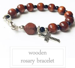 Boys First Communion wooden rosary bracelet