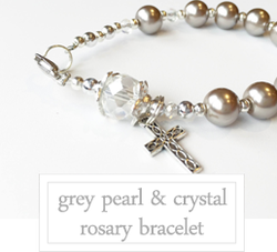 Catholic Confirmations rosary bracelet pearl crystal