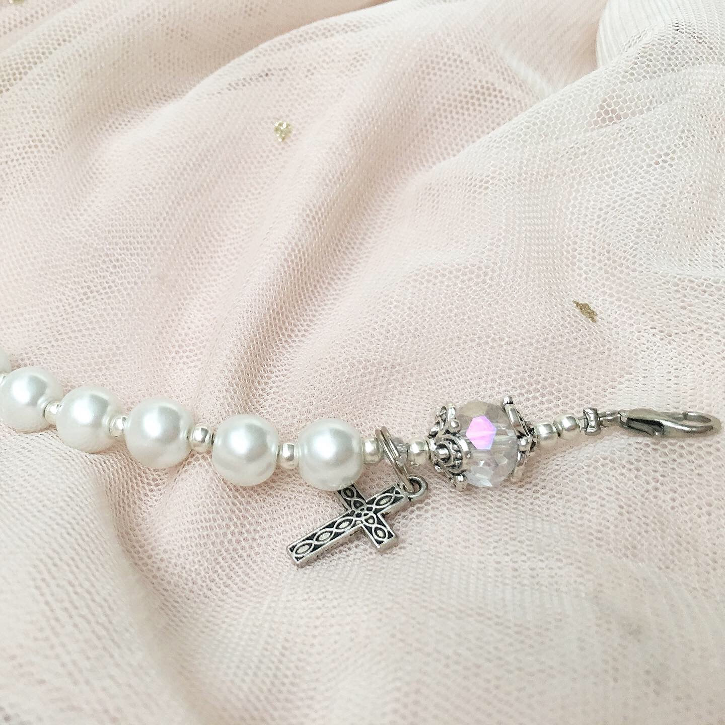 Rosary Making Kit Rosary Bead Crystal Pearl Glass Bead WHITE Kit